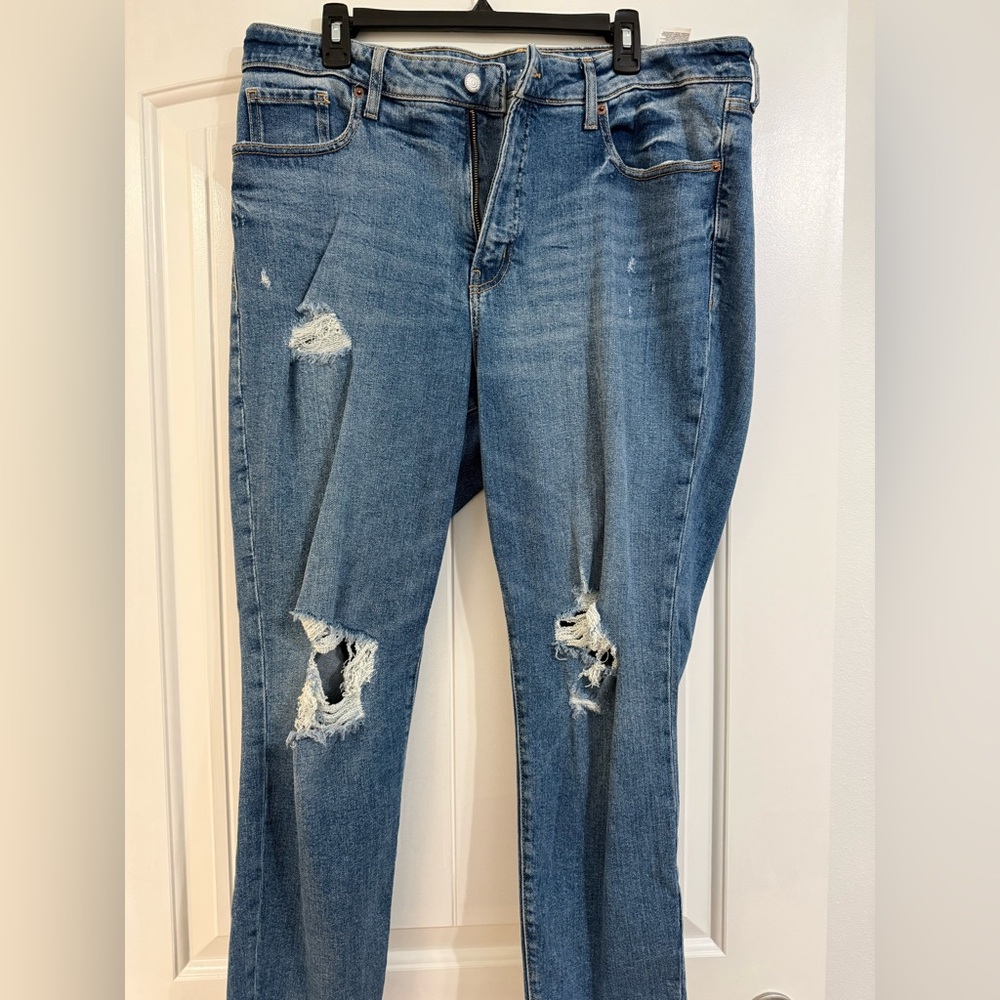 Old Navy Light Blue Distressed Straight Leg Jeans